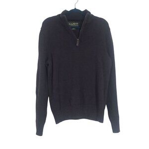 Eddie Bauer Mens Gray Sweater Size L 1/4 Zip Knit Grandpa‎ Normcore Everyday